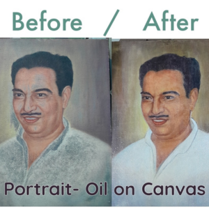 Oil portrait restored