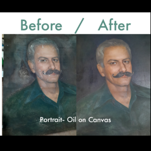 Oil portrait restored