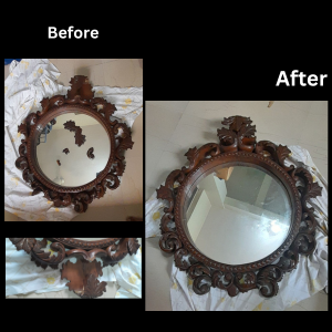 wooden old mirror frame broken- restored